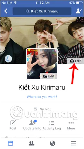 Nút chỉnh sửa để thay đổi hoặc tải video cover Facebook mới