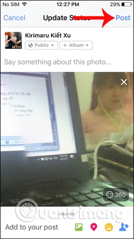 Nút Post để hoàn tất việc đăng tải, áp dụng cho cả ảnh và video bìa lên nền tảng Facebook