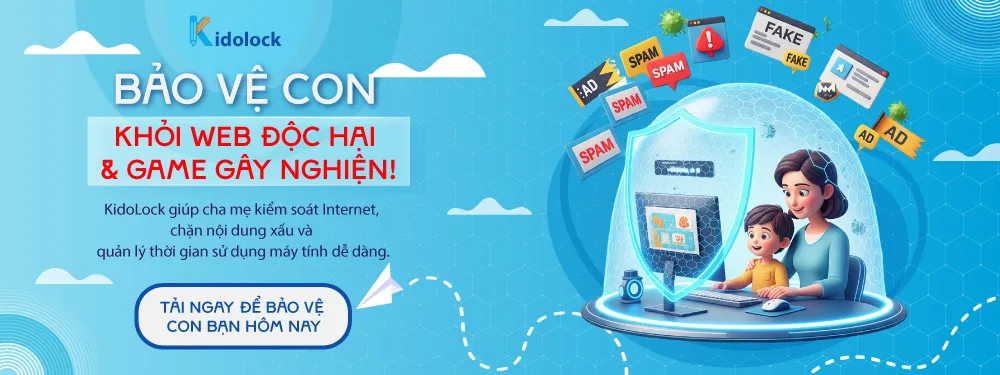 Phần mềm chặn web độc hại và game trên máy tính Kidolock