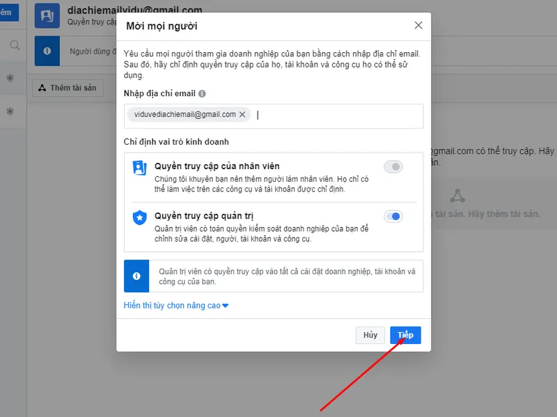 Phân quyền tài khoản VIA trong BM