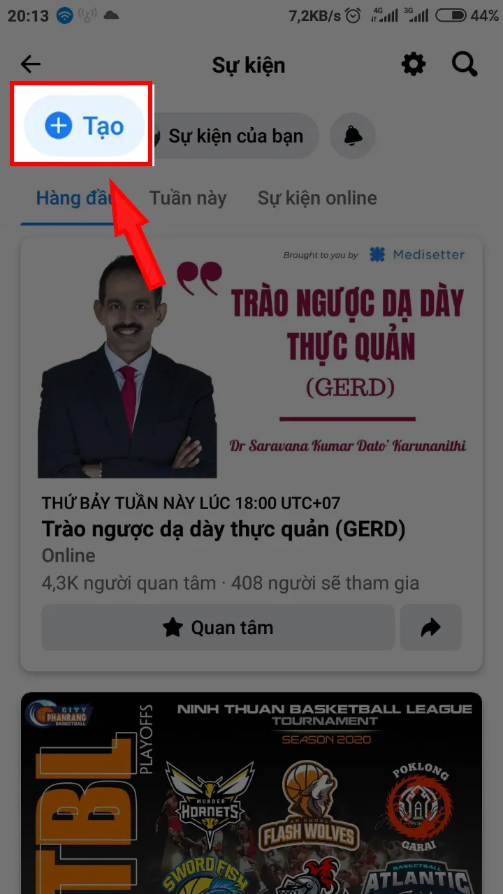 Quy trình tạo sự kiện mới trên Facebook mobile