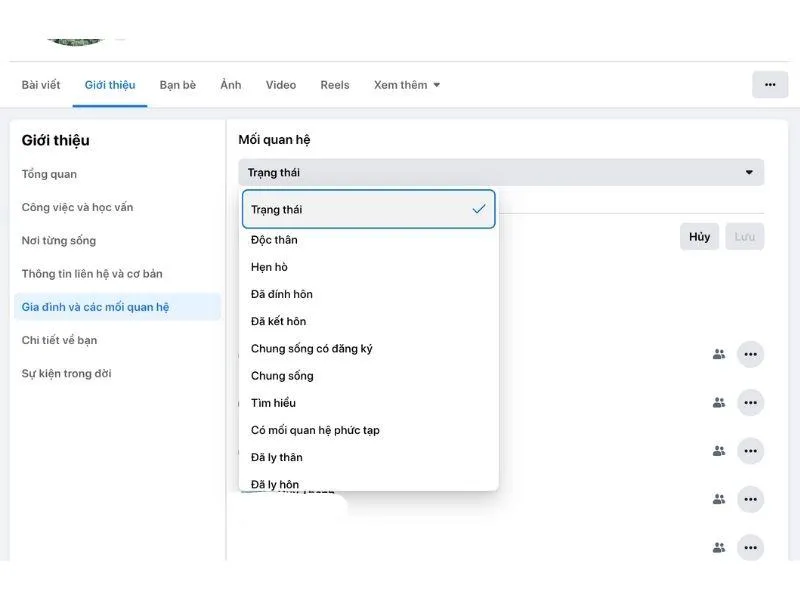 Set rela trên facebook bằng máy tính