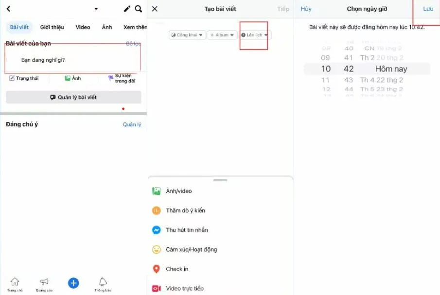 Set thời gian đăng bài