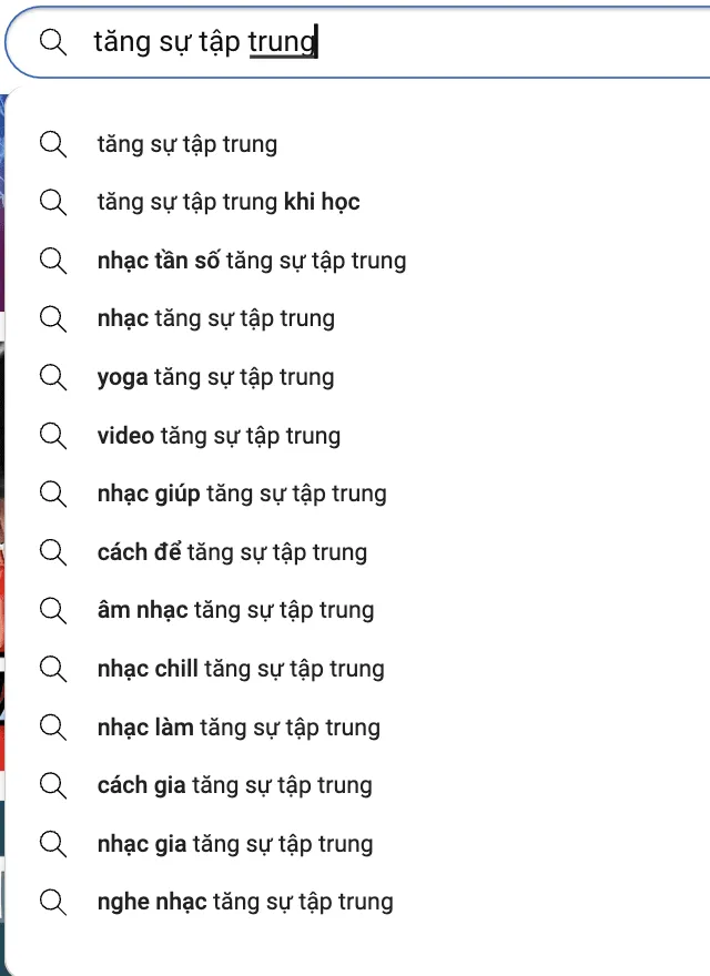 Sử dụng các từ khóa gợi ý của YouTube để tìm ra các ngách nội dung độc đáo
