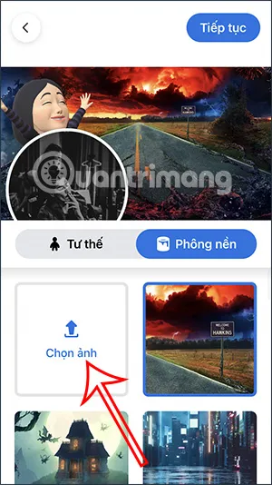 Tải ảnh từ album điện thoại hoặc Facebook để làm phông nền ảnh bìa