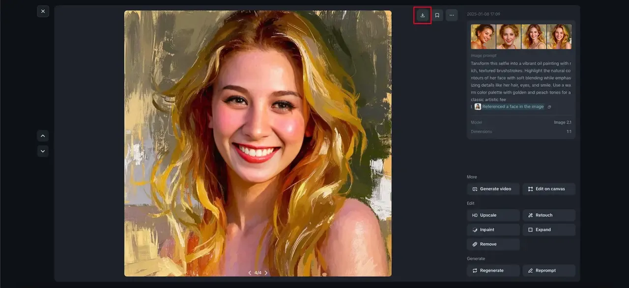 Tải xuống hình đại diện Facebook sau khi tạo hoàn tất