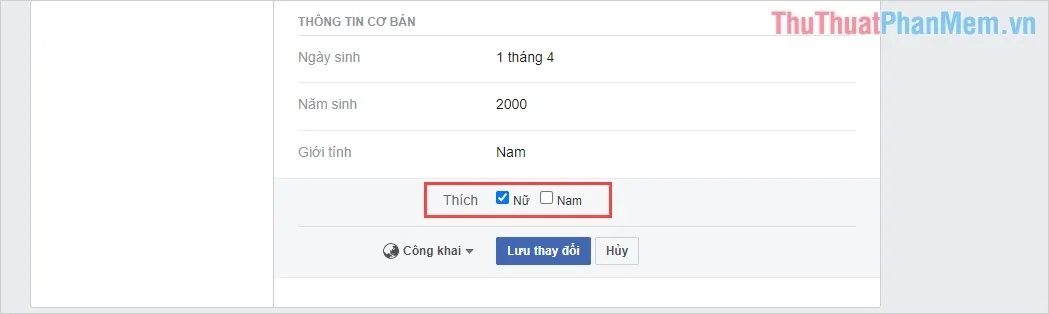 Thay đổi giới tính