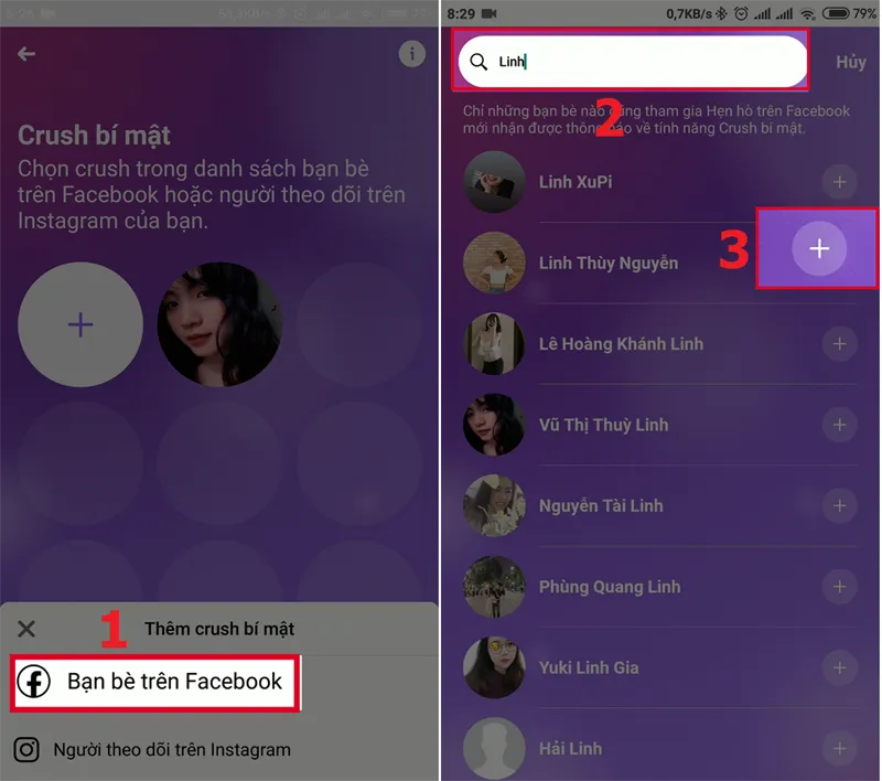 Thêm crush trên Facebook