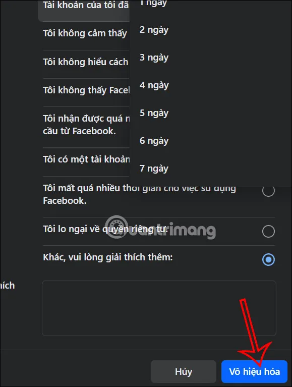 Thiết lập thời gian tự động kích hoạt lại Fanpage sau khi ẩn tạm thời.