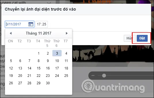 Thời gian quay về ảnh profile Facebook