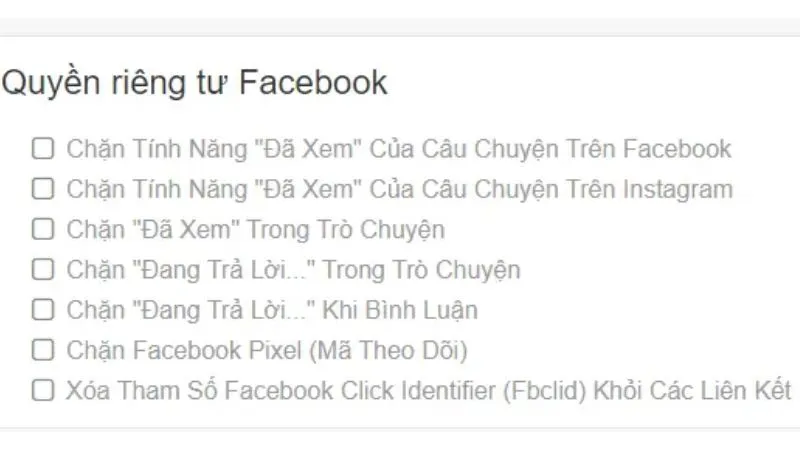 Tích chọn các mục để ẩn chế độ đã xem và trạng thái đang nhập trong cuộc trò chuyện