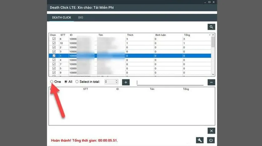 Tích chọn những tài khoản muốn hủy kết bạn trong list bạn bè trên Scan Friend FB