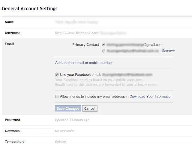 Tránh không cho người khác biết địa chỉ email đăng ký Facebook
