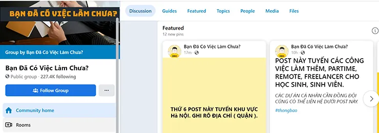 Trên Facebook có khá nhiều nhóm tuyển dụng bạn có thể tham khảo