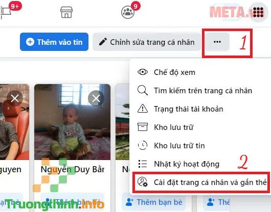 Truy cập cài đặt trang cá nhân và gắn thẻ để điều chỉnh chất lượng tải lên trên máy tính