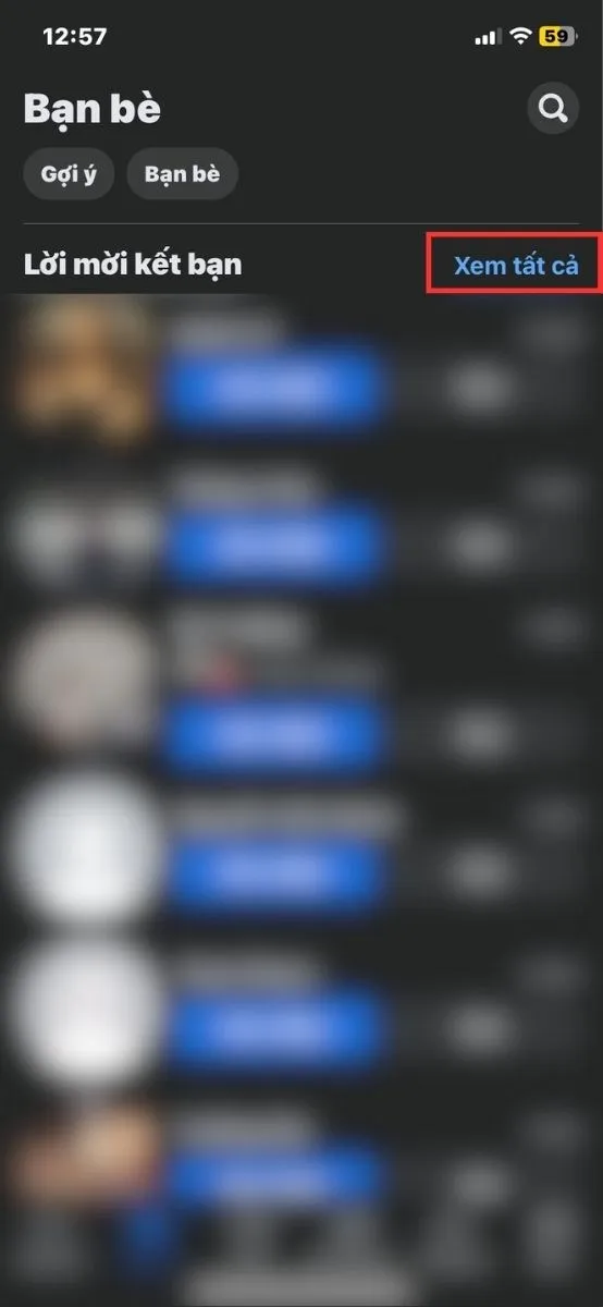 Truy cập vào Xem tất cả lời mời kết bạn