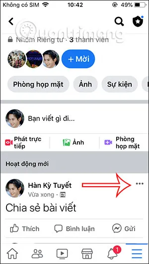 Tùy chọn chia sẻ trong nhóm kín
