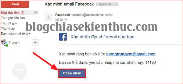 Xác nhận cuối cùng yêu cầu nhấp vào 'Chấp nhận' để kích hoạt địa chỉ email hoặc số điện thoại mới vừa thêm vào tài khoản Facebook.