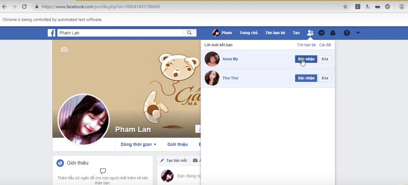 Xác nhận lời mời kết bạn trên nick clone để kích hoạt tính năng gợi ý bạn bè