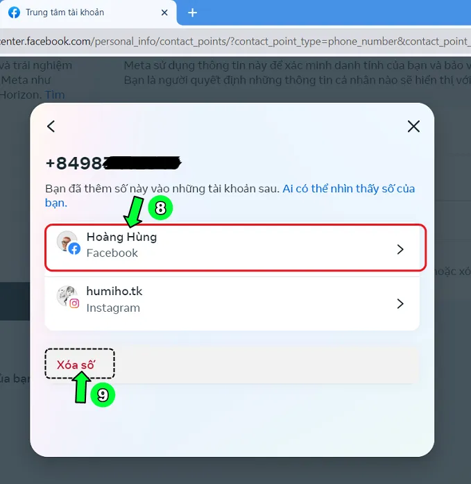 Xóa số di động